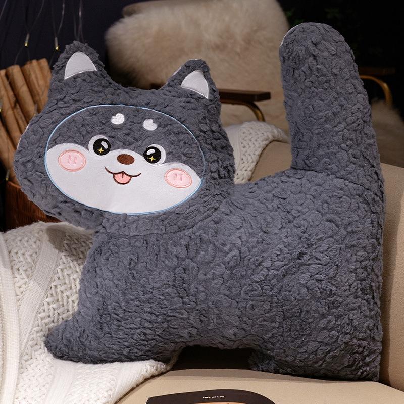 Cute Soft Husky Throw Pillow Plush Toy Doll Piglet Fox Doll Home Pillow Girl Rag Doll