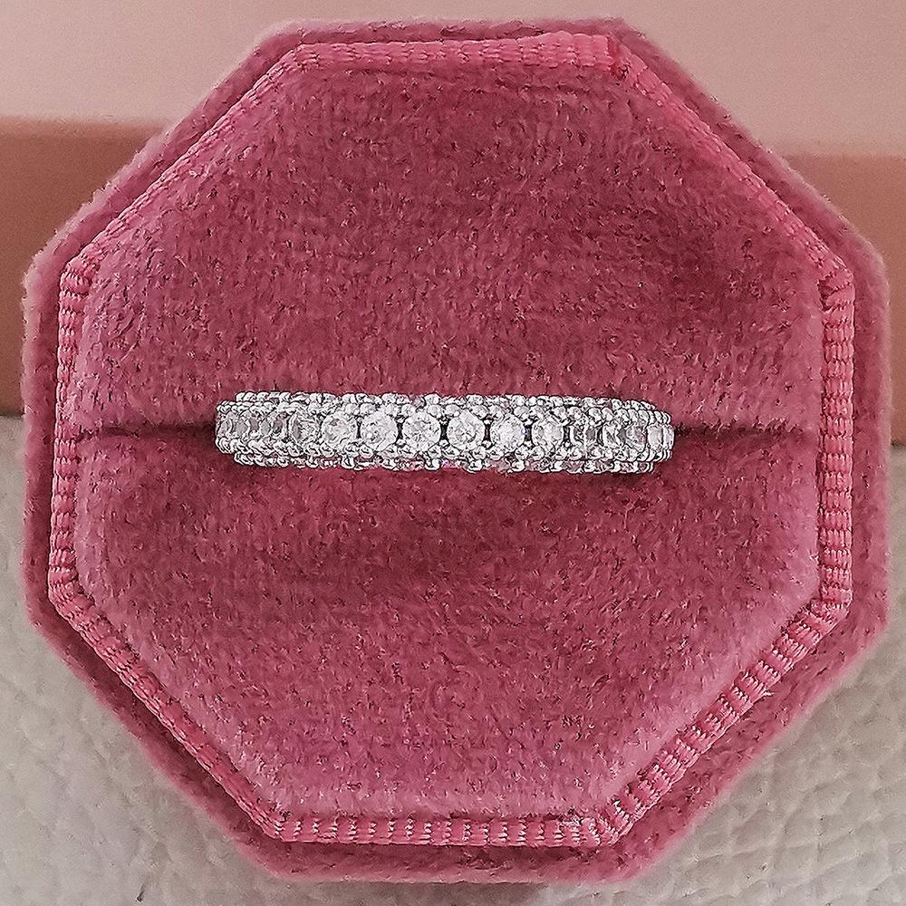 

Европейское и американское женское кольцо с тремя рядами микро-паве - Гладкое кольцо, R5517 Size 5 белый