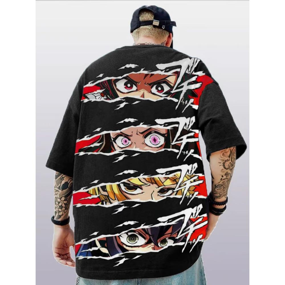 Men s fashion anime printed short sleeved T-shirt 2XS