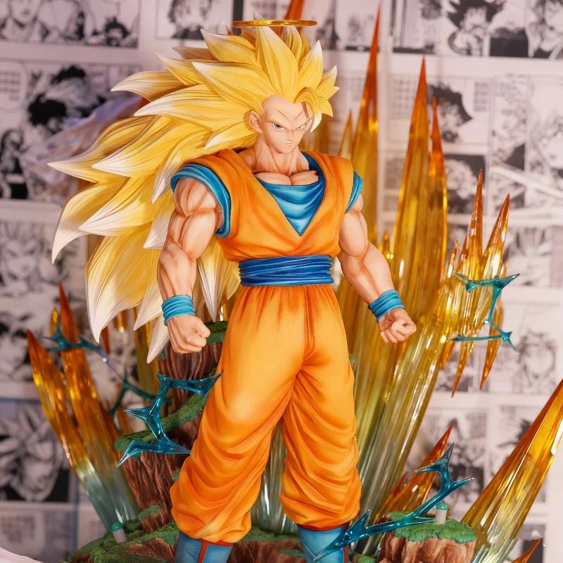 Anime 42cm Infinite Super Saiyan 3 Son Goku PVC Action Figures Desktop Ornament Statue Model Toy Boy Gift Collectible Non-light