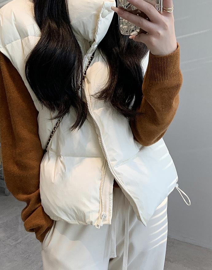 Kendou Wind Small Cotton Vest Women's Short Thickened Stand-up Collar Loose Casual Outer Wear Large Size Vest Vest Vest Vest Vest