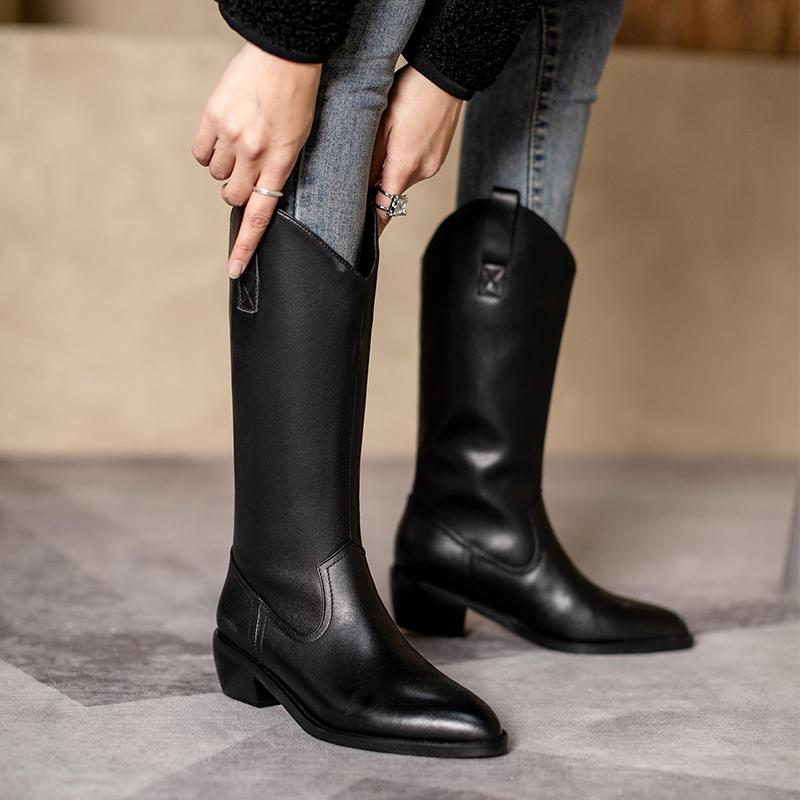 Высококачественные ботинки из коровьей кожи до колена — фото 4