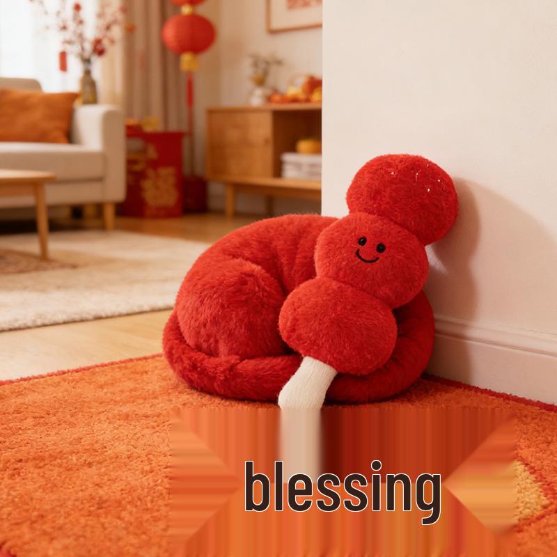 Festive New Year Red Sofa Cushion & Back Pillow with Candied Hawthorn Doll 60cm (0.4kg)