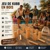 Kubb Game - FERRY JOUETS - 21 Pieces - Natural Wood - Storage Net - 2-12 Players