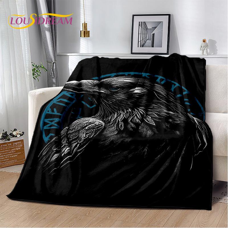 Viking Nordic Odin Valhalla Cartoon Valknut Blanket,Soft Throw Blanket for Home Bedroom Bed Sofa Picnic Office Travel Cover Kids