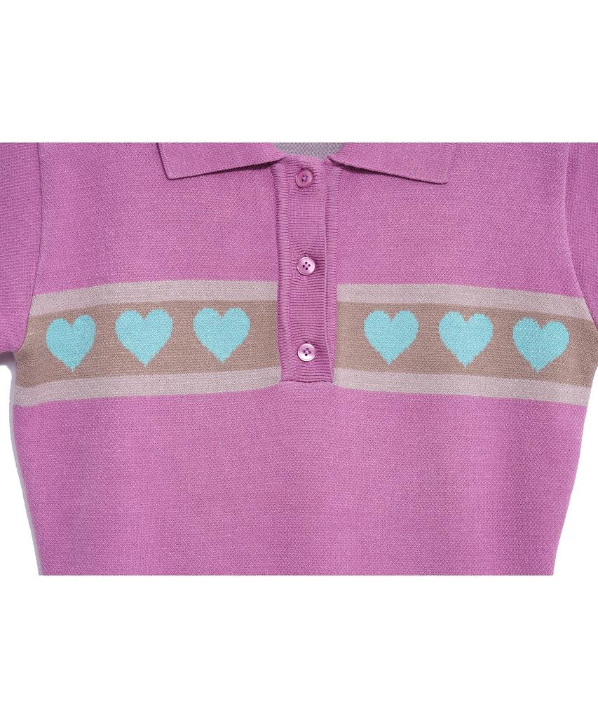 High School Disco Heart Ruffle Knit Ops_Pink