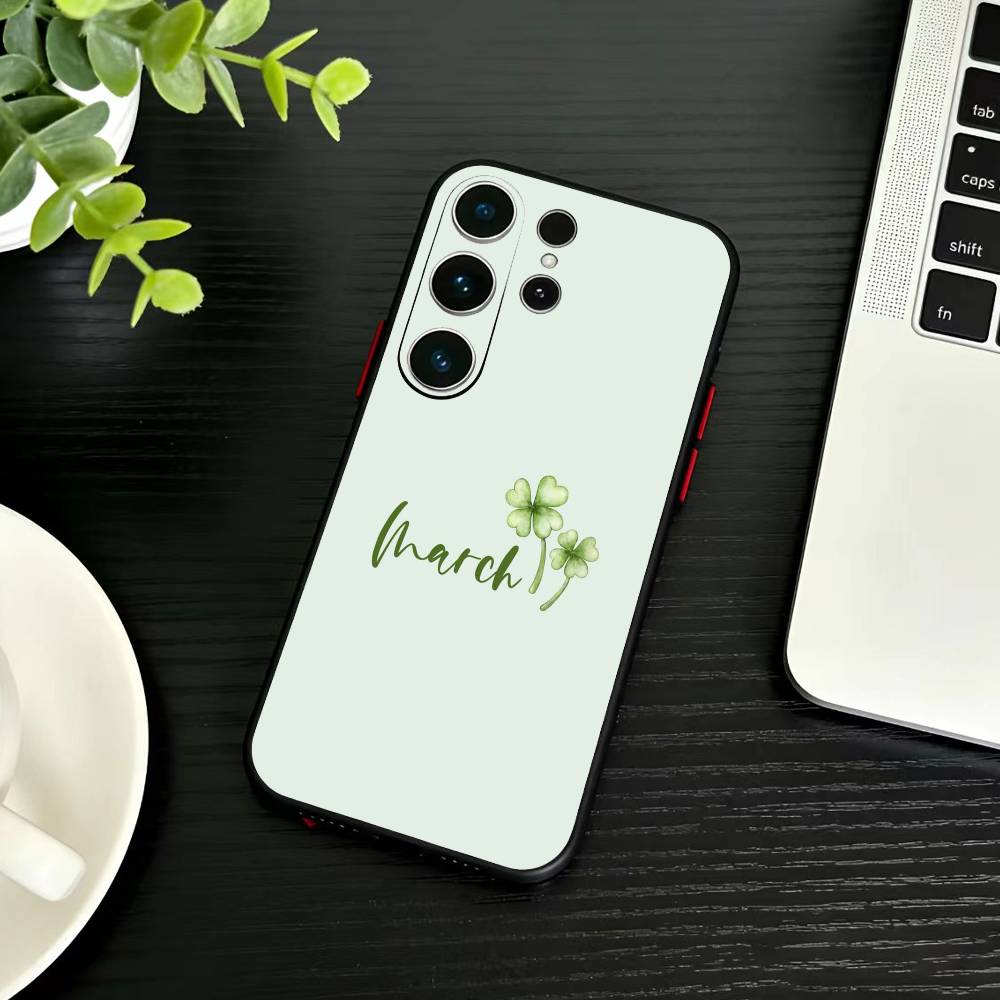 2026-Four-leaf Clover Phone Case For Samsung S26,S25,S24,S23,S22,S21,S20,Plus,Fe,Lite,Others Black Cover