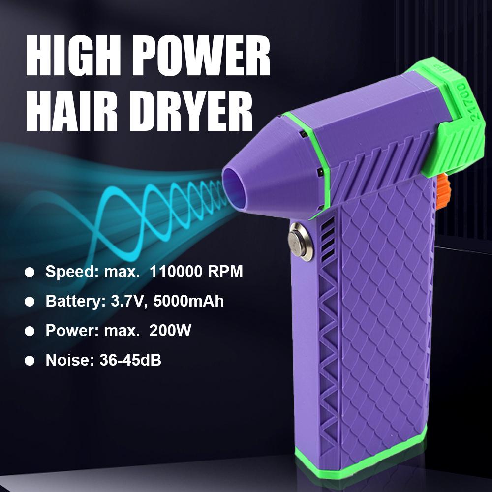 Outdoor Cordless Handheld 110000RPM Fan Compact High Power Hair Dryer Portable Camping TurboFan