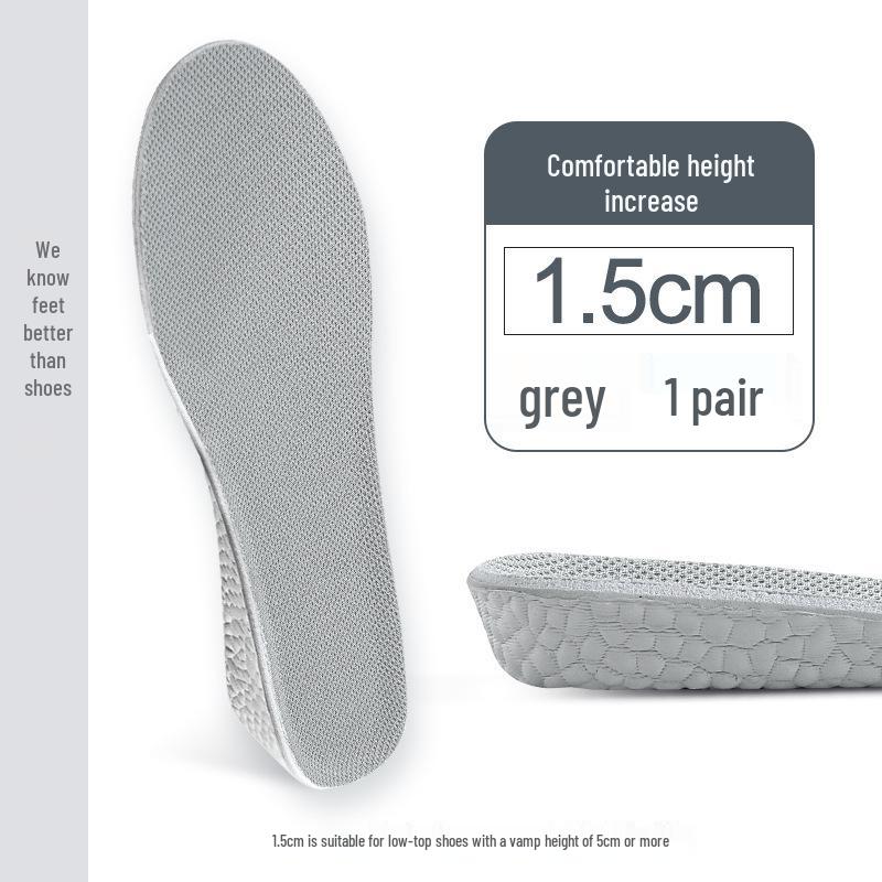 Boost Popcorn Height-Increasing Insoles for Men & Women - Breathable, Sweat-Absorbent, Flexible, Soft, Lightweight Sports Inner Height Enhance Pad