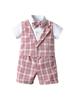 Boys' British Style Plaid Gentleman Two-Piece Short Sleeve Set