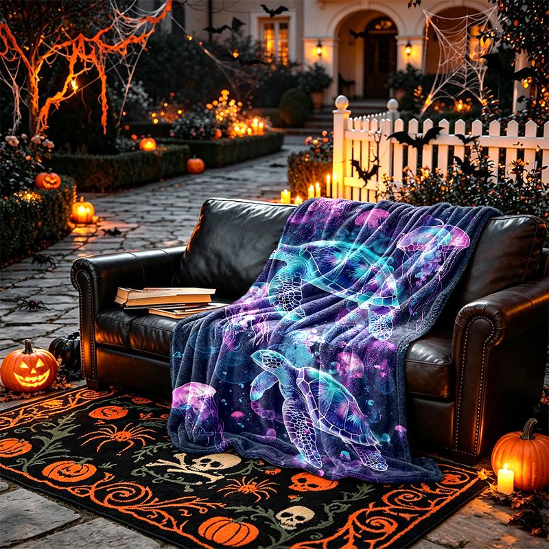 Jellyfish Underwater Scene Pattern Blanket, Cozy Blanket for All-Season Comfort on Sofas, Beds, Office, Car, Camping and Travel