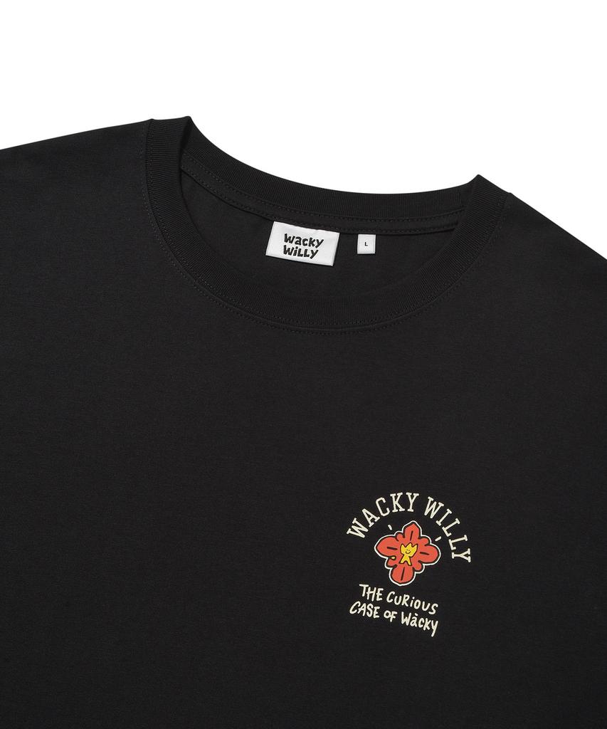 WACKY WILLY Flower Kiki Short Sleeve T-Shirt Black
