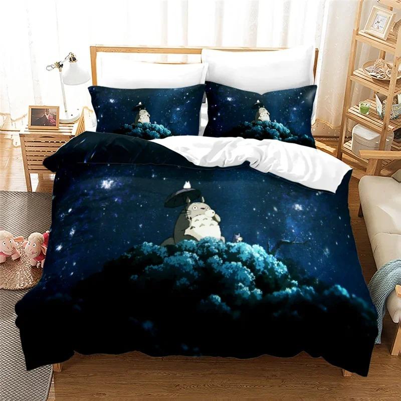 Anime Duvet Cover Pillowcase Bedding Set T-TotoroeS Kawaii Adult Boy Girl Bedroom Decoration Children Single Double Large Size