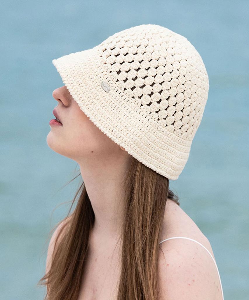 Seullouseulloulli Fruits Handmade Crochet Bucket Hat _ Cream
