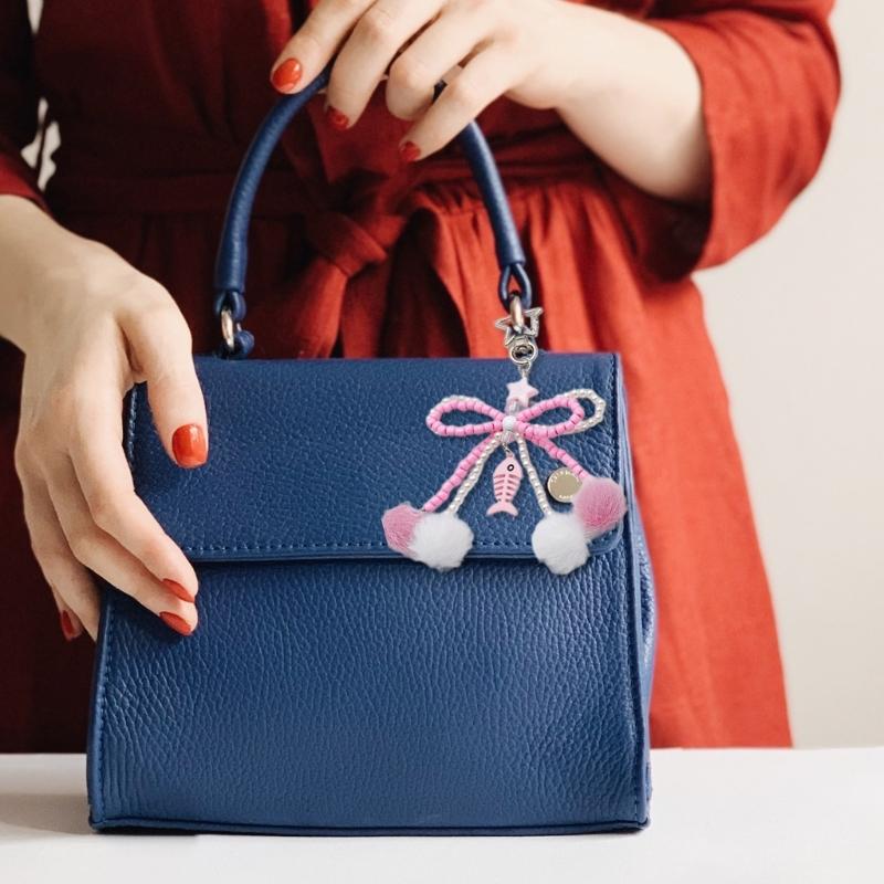 Bowknot Plush Ball Hanging Pendant Portable Y2K Hanging Lanyard Sweet Cool Phone Strap Bag Decoration for Girls Women