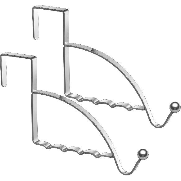 Hotop 2 Pcs Over The Door Hooks Over Door Hanger Sturdy Valet Hooks Mounted Hanging Storage Organizer Rack for Clothes Coats Towels Hats Scarves