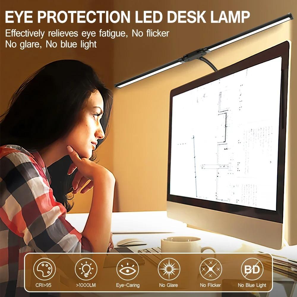 LED PC Monitor Light Desk Lamp Double Heads Eye Protection 5 Color Mode Dimmable USB Table Lamps Reading Lights for Office Lamp