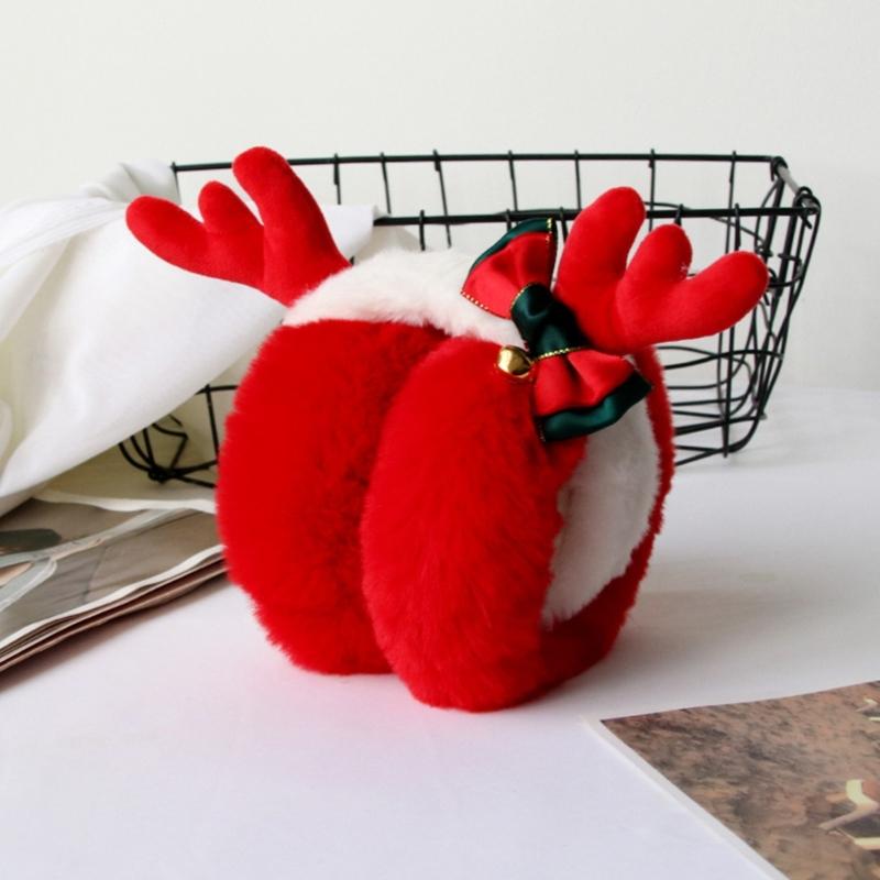 Adult Christmas Antler Shape Earmuff Outdoor Plush Ear Warmer Windproof for Girl