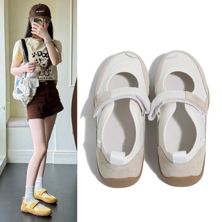 Velcro German Training Shoes Women's Shoes 2025 New Popular Summer Breathable Flat-bottomed Pregnant Women's White Shoes Sports Shoes