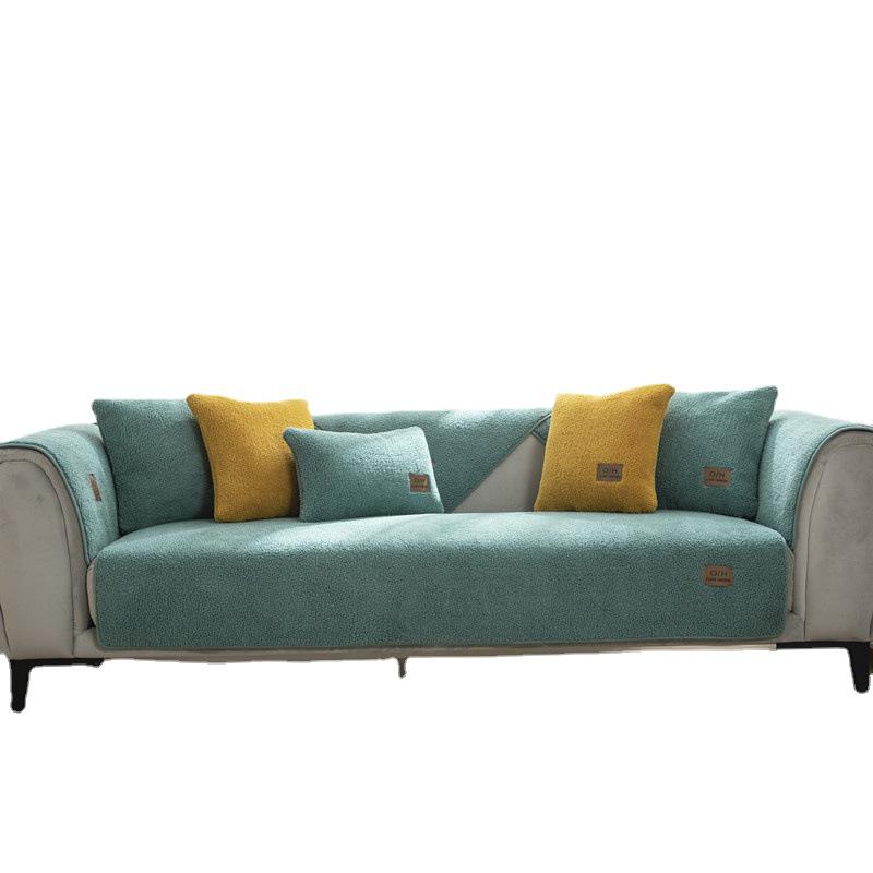Winter Solid Color Lambswool Sofa Cushion – Thick, Non-slip, Modern Minimalist Seat Cover
