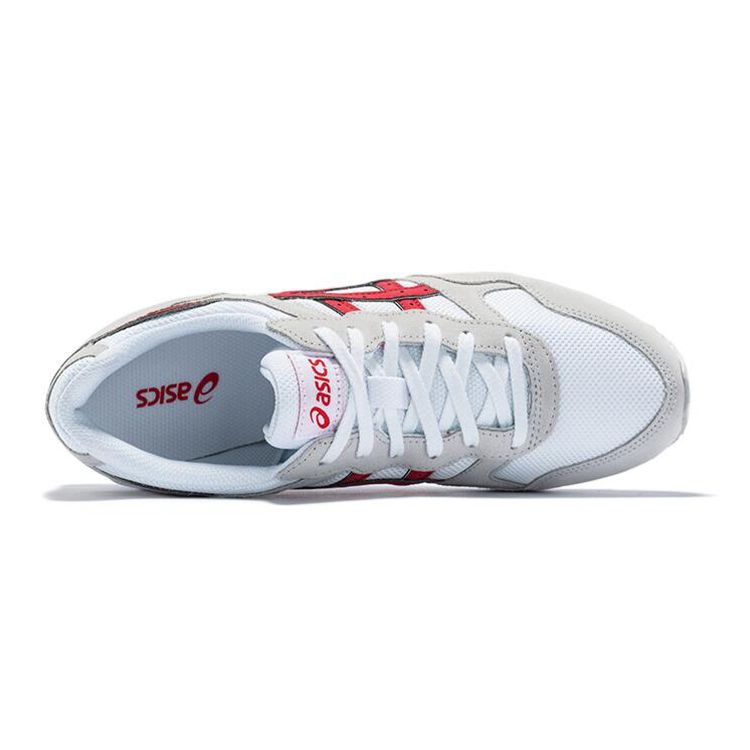 Asics Lyte-Trainer Comfortable Fabric Synthetic Leather Low-Top Running Shoes Unisex Sneaker Gray Red 1201A006-101