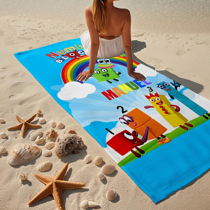 Number-Blocks Abenteuer Strandtuch, Superweiche Mikrofaser, Geschenk für Sie/Ihn, Geburtstag, für Pool, Strand, Reisen, Heimdeko Fan-Geschenke