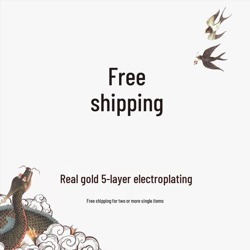 Aieryuan Retro Style Gold-Plated Jade Literary Hollow Dangle Earrings