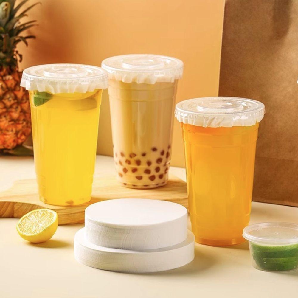 500 Pcs Disposable Drink Leak Proof Paper Splash Proof Coffee Paper Lids Cup Sealing Films  Beverage