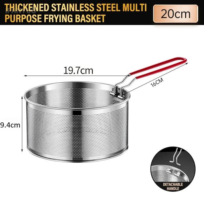 Cesta de Fritura de Malha de Aço Inoxidável Cesta de Fritar de Cozinha Cesta de Cozinhar Frigideira Panela de Óleo Escorredor Colher de Macarrão Coador Ferramentas para Batatas Fritas
