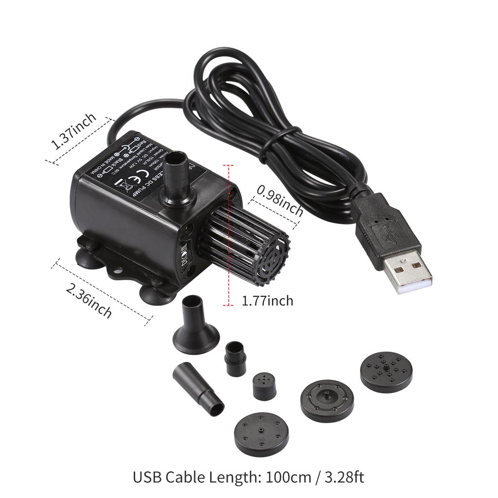 DECDL USB Brushless   with Nozzles Strainer  -quiet    5V   Brushless Water Oil Pump Waterproof Submersible Fountain Pump Aquariu