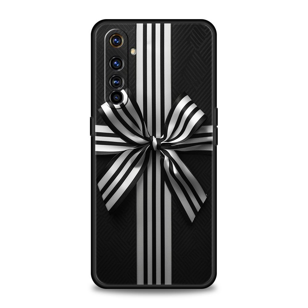 

Мягкий ТПУ чехол для Realme C67 C63 C55 C53 C25 C21 10 11 12 13 GT 2 3 5 Pro Plus 5G, чехол для телефона, черный, с бантом, из искусственного жемчуга, окрашенный Realme GT5