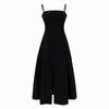 Black retro Hepburn style split suspender dress women's high sense French design sense niche high waist small black dress