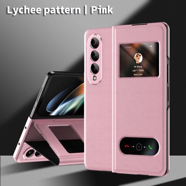 Fall Protection Folding Leather Case For Samsung Galaxy Z Fold4 Fold 4 Fold3 Fold2 Fold 3 2 5g Non -Fingerprint Protective Cover