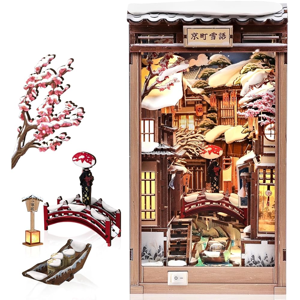 

CuteBee DIY Book Nook Kit Miniature House with LED Decoration Wooden Puzzle for Teens and Adults