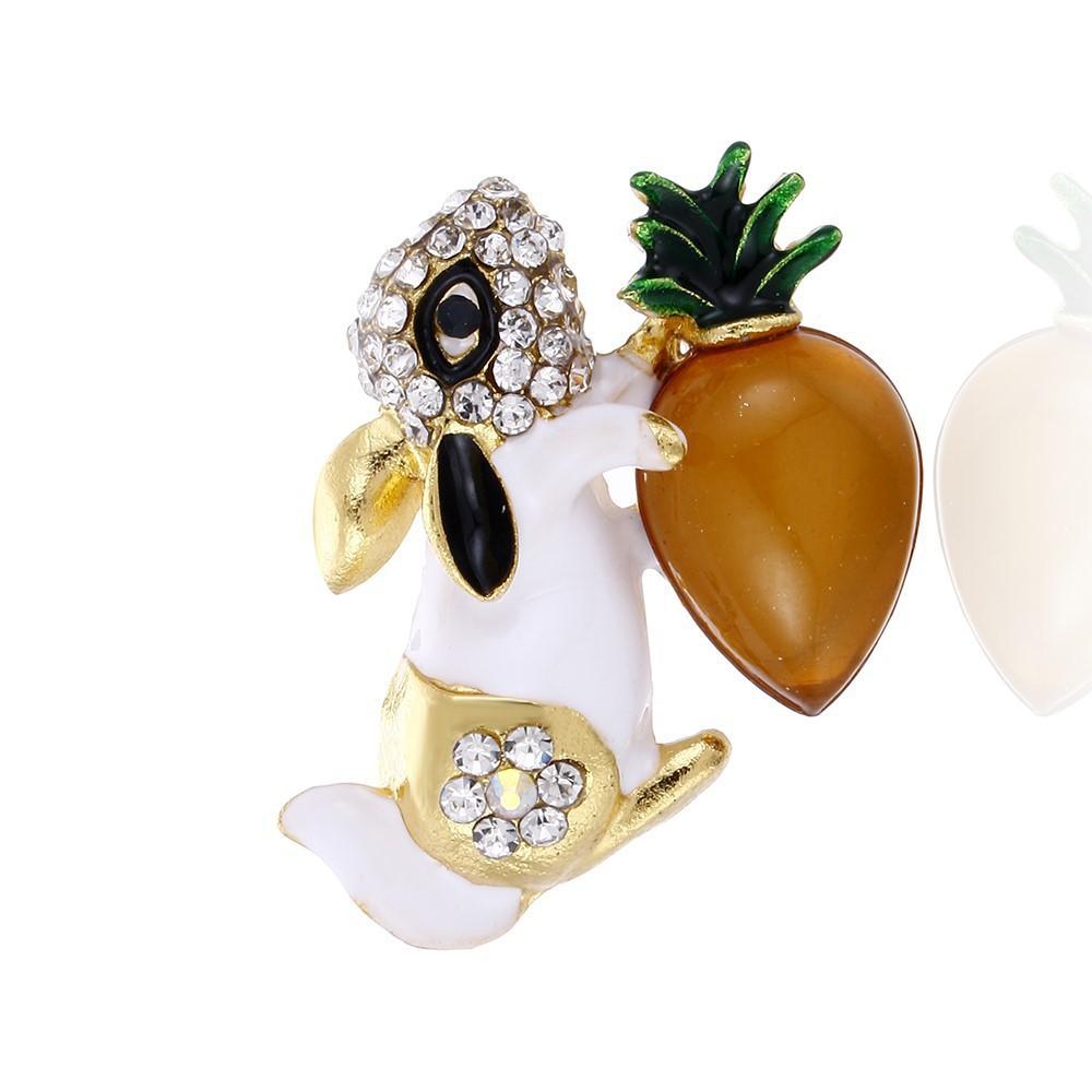 SKEDS Luxury Crystal Animal Rabbit Dog Brooches For Women Men Enamel Fashion Accessories Women's Men's Buckle Badges Brooch Pin