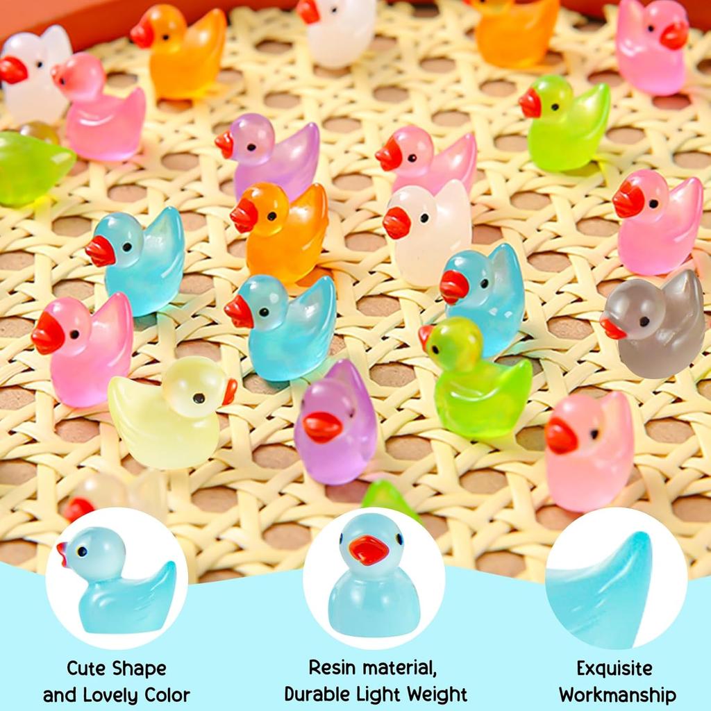 1000Pcs Luminous Mini Resin Duck Tiny Duck Figurine for Fairy Garden Landscape Aquarium Potted Plant Prank Game DIY Ornament Party To Hide, Miniature