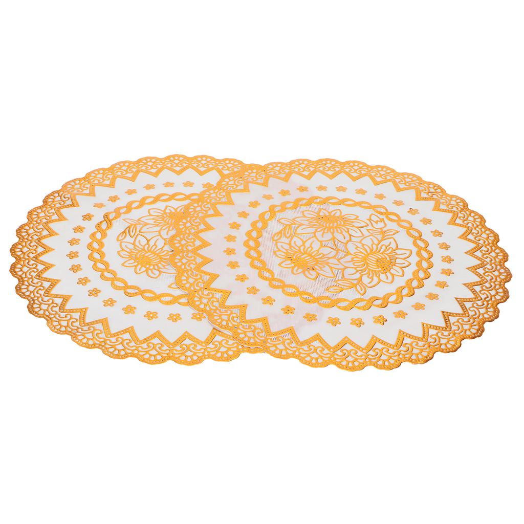 2PCS 38x38cm Table Mats PVC Gold Placemats Cup Mat Coaster for Wedding Party Supplies