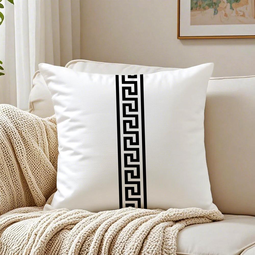 Geometric Embroidery Pillow Case Double-Sided Plush Sofa Cushion Covers Organic Breathable Invisible Zipper