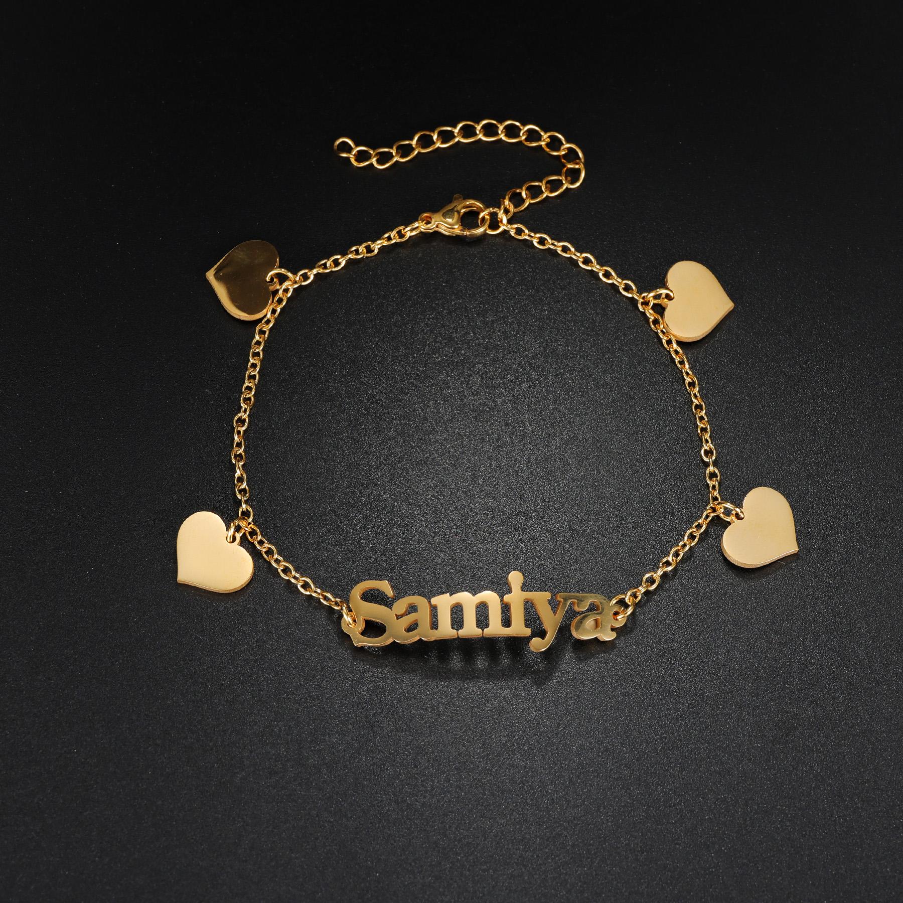 

Atoztide Custom Name Bracelet 2 Layer Heart Stainless Steel Jewelry for Women Handmade Link Chain Personalized Christmas Gift silver color&25cm