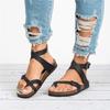 Women Belt Buckle Sandals Summer Roman Comfortable Round Toe Flip Flops Large Size Comfortable Open Toe Shoes Femmes