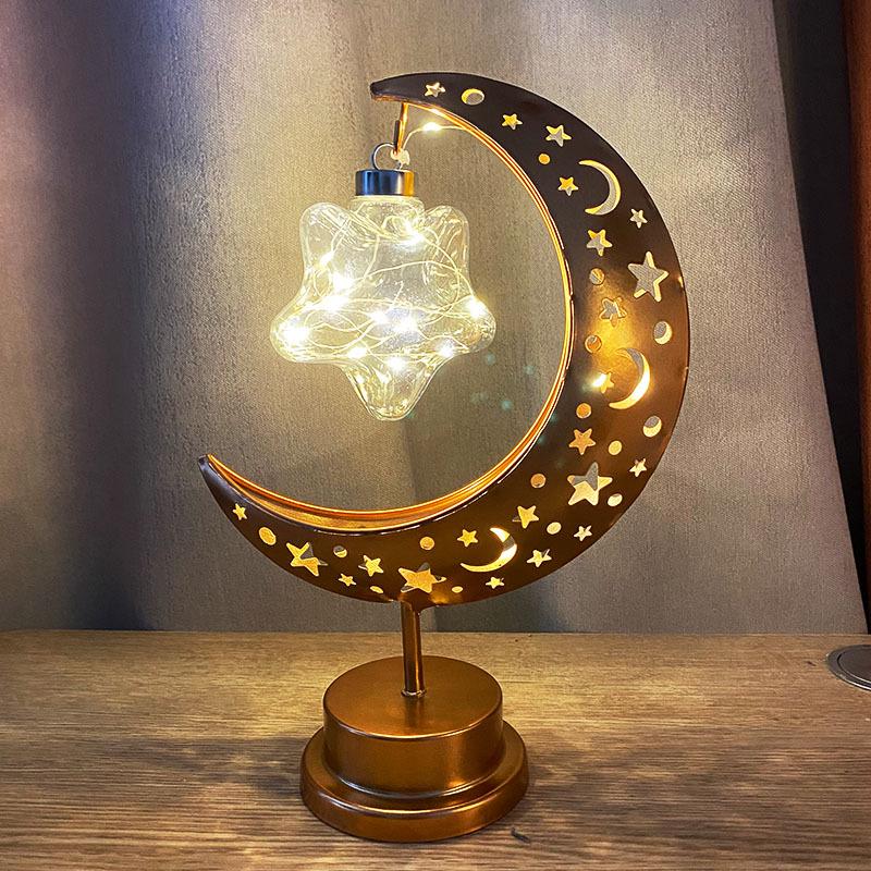 Cross-Border Iron Moon Night Light Festival Decoration for Bedroom