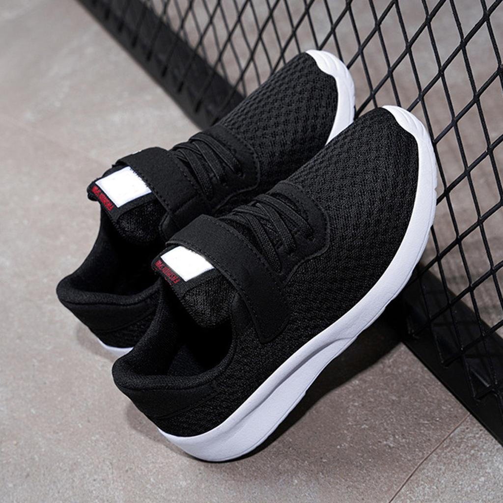 Children Athletic Sneakers Lightweight Breathable Mesh Upper Slip Resistant Soft Sole Hook and Loop Closure Kids Running Shoes for Everyday Wear