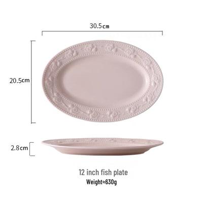 Shangqi Embossed Strawberry Ceramic Fish Plate