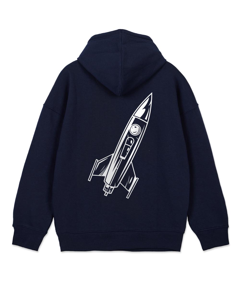 Astral Projection Rocket Oversized Wide Shoulder Hoodie_Navy L (No Fleece)