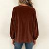 Women's Casual Velvet Sleeve Round Neck Top