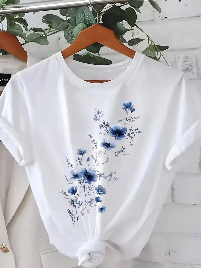 Simple Printed T-shirt, Various Printed Women s Tops, Summer Casual Comfortable T-shirt, Women s Tops S