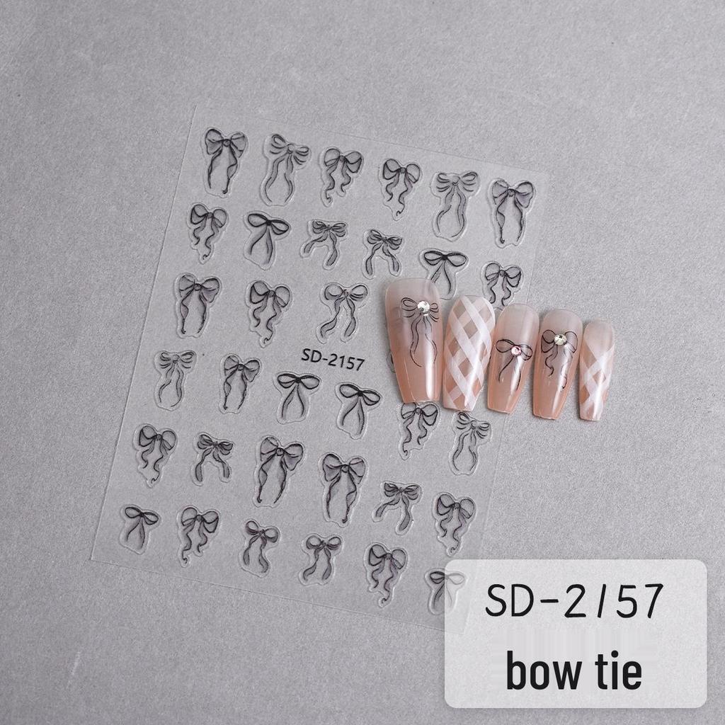Weiße Schleife 3D Nagelsticker - Dünne, langlebige und stilvolle Nageldekorationen