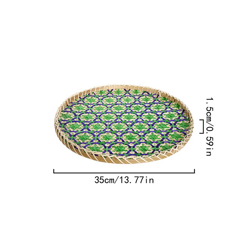 1PC Handwoven Bamboo Fruit Basket Bamboo Household Bamboo Sieve Tray Bamboo Strainer Ethnic Traditional