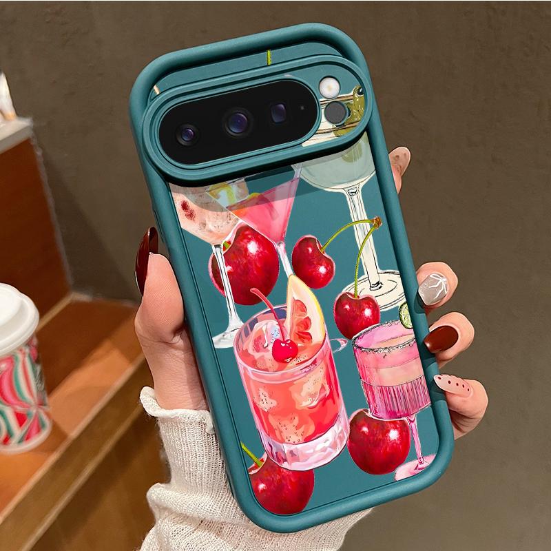Lovely Cherry Fruits Print Case For Google Pixel 10 Pro XL Shockproof Bumper Soft Silicone Phone Back Cover For Pixel 9A 9 8 7 Pro 8A 7A