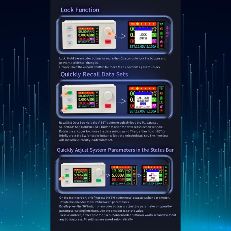 Programmable Power Supply Modules 120W Constant Current Voltages Control Solar Charging with Transmission Interfaces